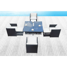 Mesa de comedor y sillas para exterior con 4 reposapiés (8219KD)